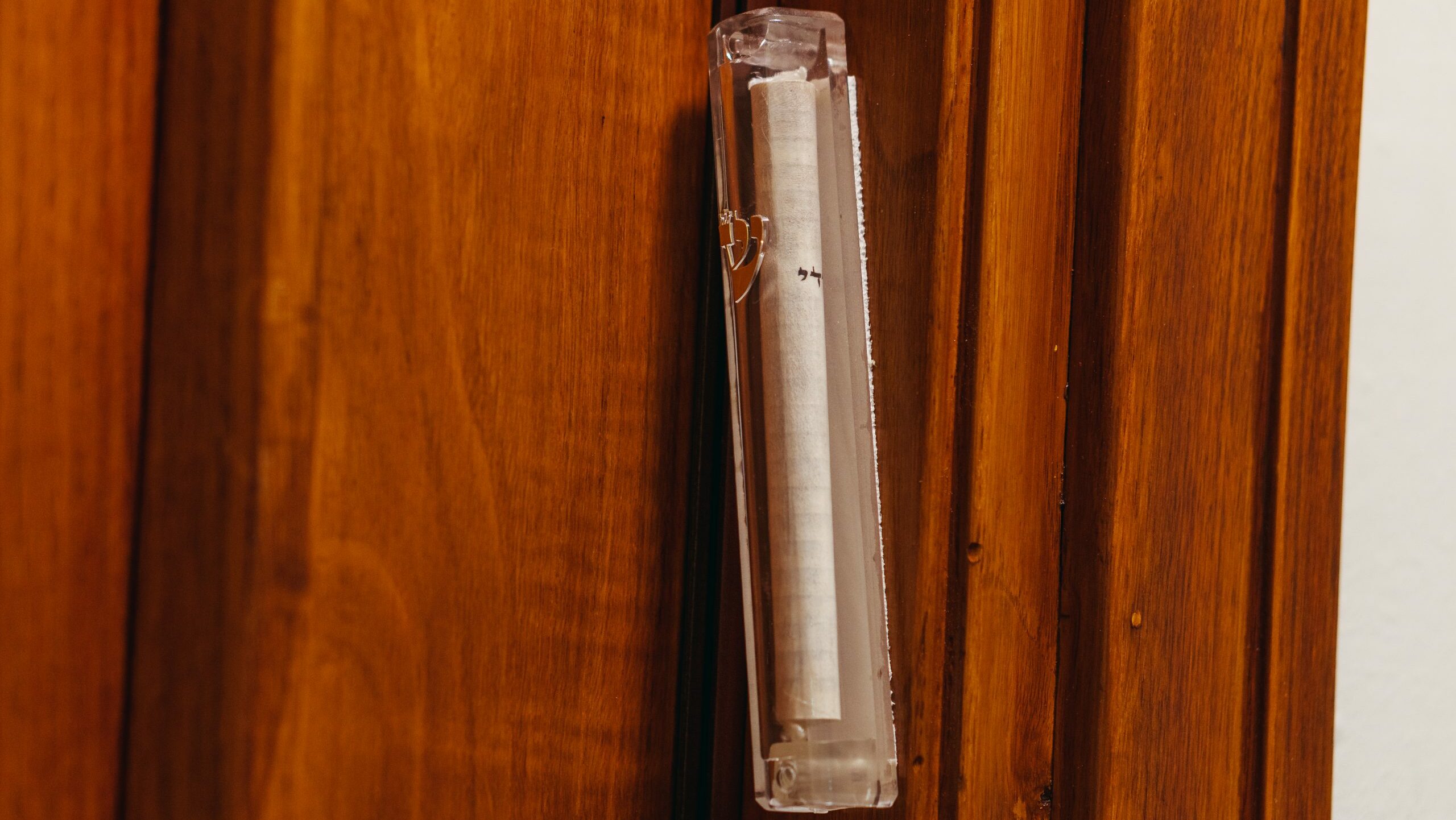 Mezuzah door jamb. Attaches to an external door jamb in a Jewish house.