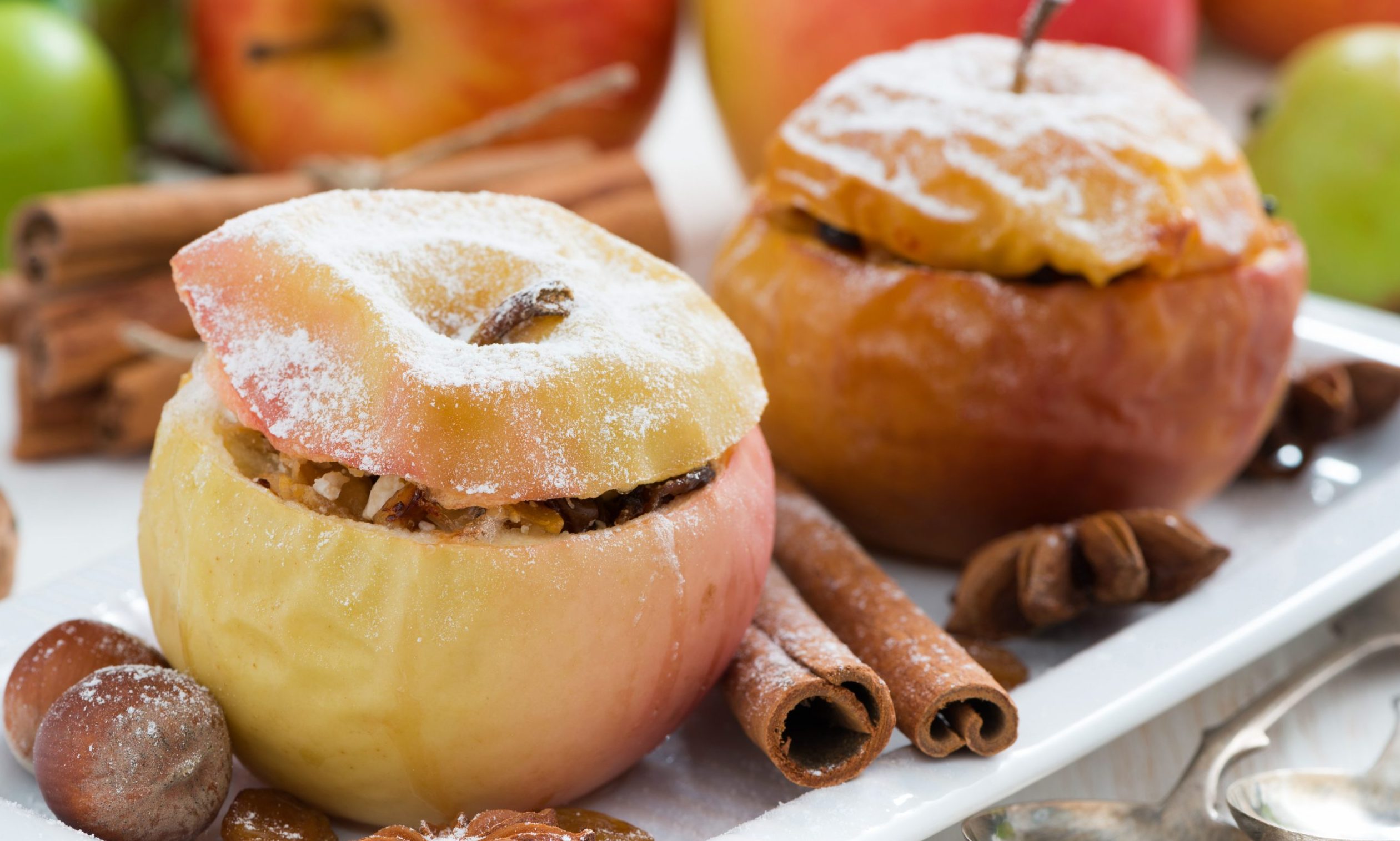 baked apples stuffed with dried fruit, nuts and cottage cheese o