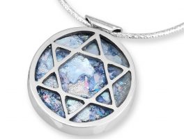 rafael-jewelry-roman-glass-silver-star-of-david-necklace-16rg - Copy